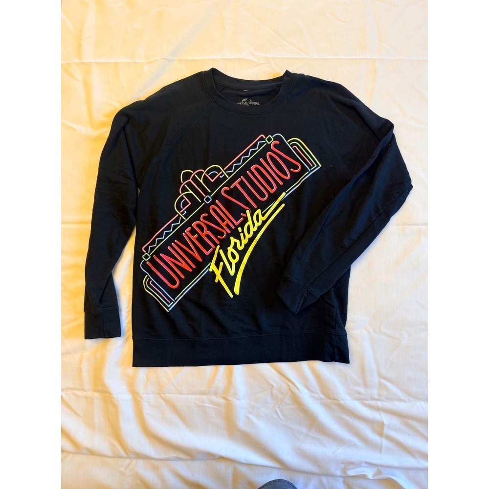 Universal Studios Florida Neon Graphic Sweatshirt Black Mens Medium Souvenir